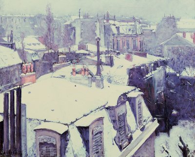 屋根（雪の影響）または雪の下の屋根の眺め、1878年 作： Gustave Caillebotte